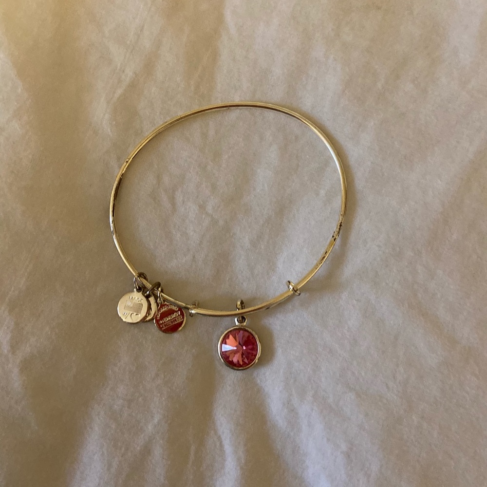 Alex and Ani Silver Bracelet with Pink gem